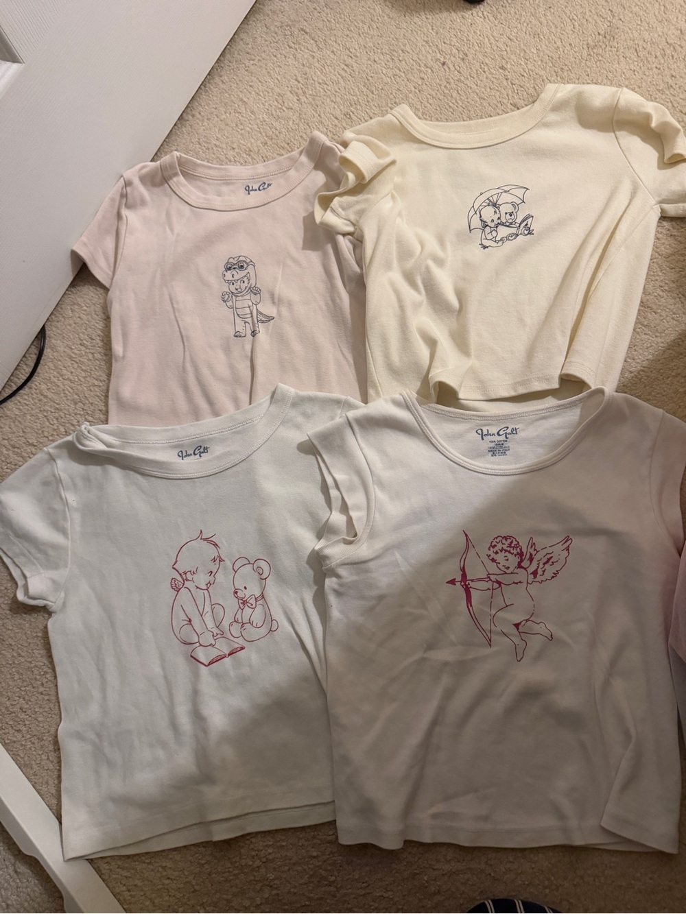 Brandy Melville White Cotton Baby & Angle Tee Bundle Lot of 4